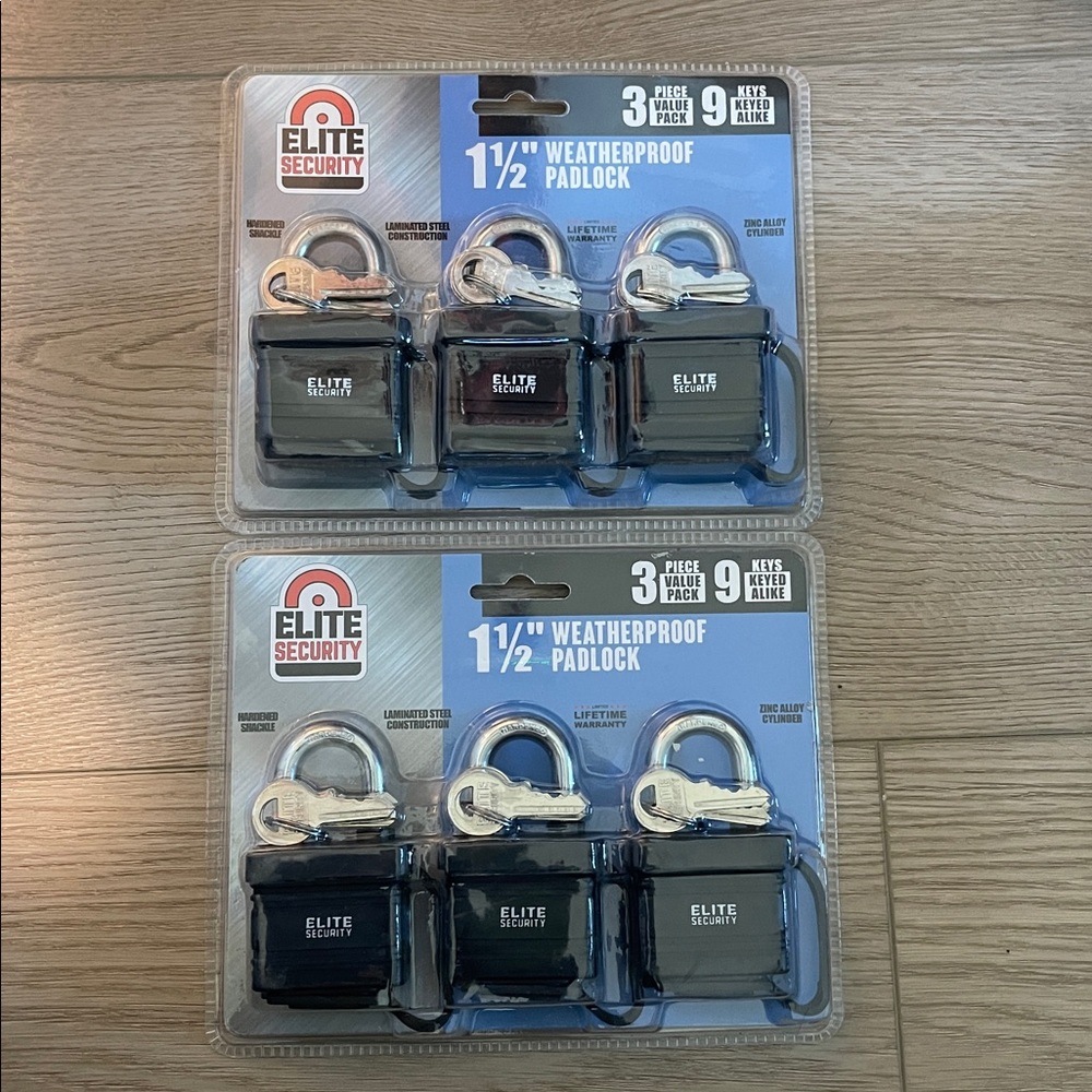 ❤️NEW!!!❤️Elite Security 1½" Weatherproof Padlock 3-Pack. $24 ea or $45 for both